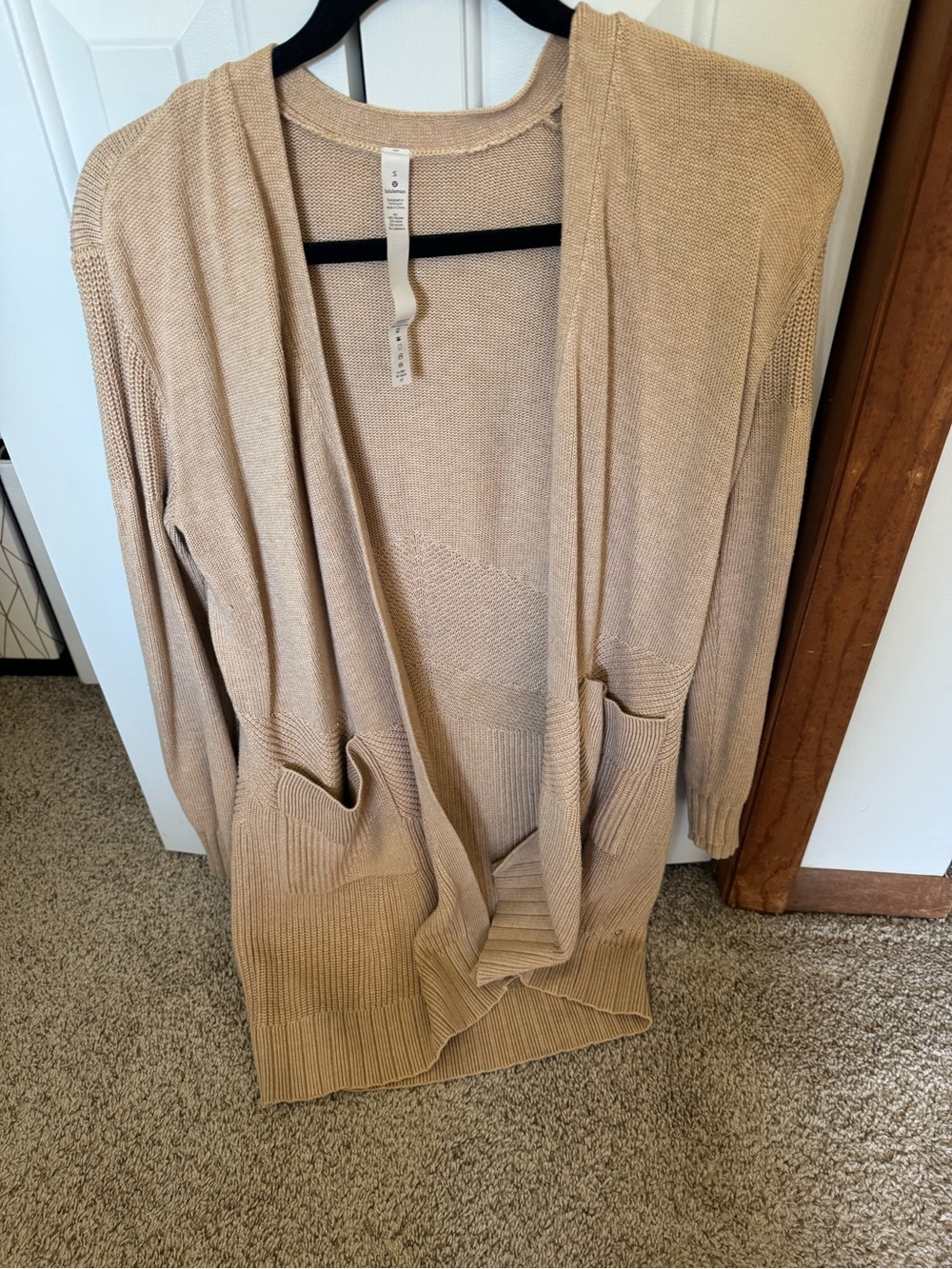 lululemon athletica Open-Front Long Cardigan in Beige